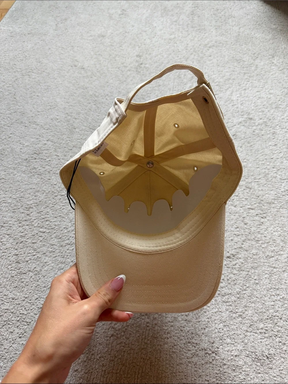 Beige Baseball Cap with Gold Logo